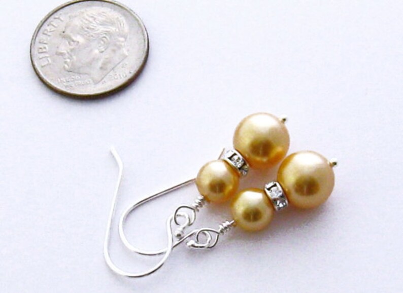 Gold Pearl Earrings Gold Bridesmaid Earrings Prom Mother of the Bride Sterling Silver Gold Earrings Gold Bridesmaid Wedding Jewelry