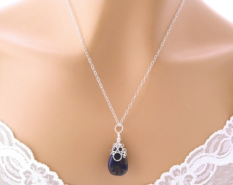 Collier lapis lazuli, collier lapis bleu, collier lapis lazuli, collier lapis argent sterling bleu lapis, cobalt bleu lapis lazuli pendentif