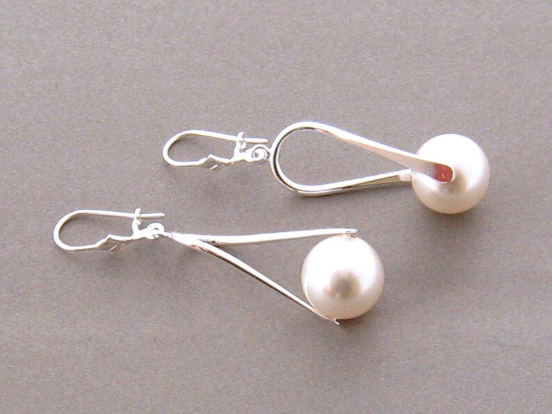 Drop Pearl Earrings Pearl Hoop Earrings Long Gold Hoops Etsy Ireland