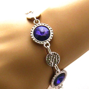 Lila Armband, Brautjungfern Schmuck, Swarovski Lila Kristall Armband, Heliotrope Lila Brautjungfern Armband, Hochzeit Schmuck, Silber