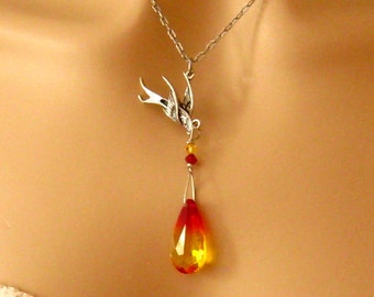 Phoenix Necklace, Phoenix Jewelry, Bird Necklace, Sister Wife Gift, Phoenix Firebird Necklace Encouragement Jewelry Gift