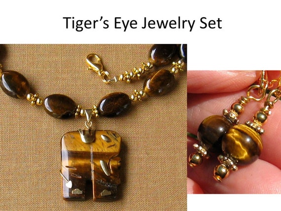 Tiger Eye Earrings and/or Tiger's Eye Necklace