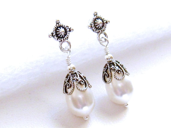 Amy Pearl bridesmaid earrings coin pearl earrings for bridesmaids bridesmaid jewelry pearl