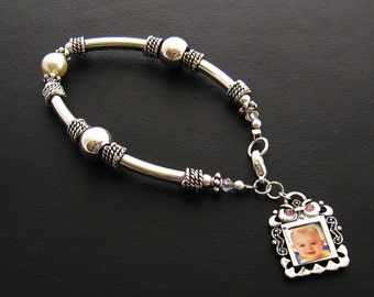 Photo Jewelry Charm Bracelet, Photo Bracelet, Photo Charm Bracelet Gift for Grandma, Photo Bracelet Gift for Grandmother, Baby Photo Charm