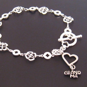 Bracelet grand-mère, Bracelet grand-mère, Charme grand-mère cœur argenté, Cadeaux pour grand-mère, Cadeau grand-mère, Bracelet grand-mère