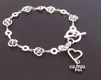 Grandmother Bracelet, Grandma Bracelet, Silver Heart Grandma Charm, Gifts for Grandmother, Grandma Gift, Grandmother Bracelet
