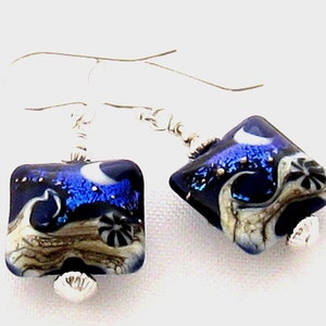 Cobalt Blue Earrings, Lampwork Earrings, Lampwork Glass Earrings, Ocean Earrings, Beach Jewelry image 3