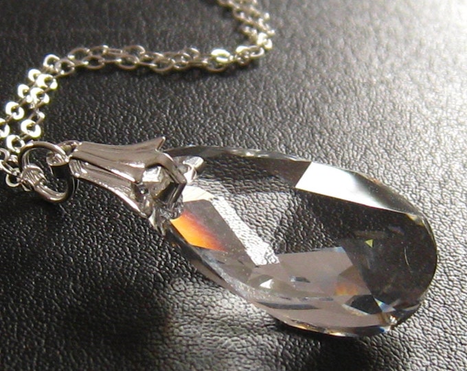 Solid clear square crystal necklace main image 1