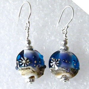 Cobalt Blue Earrings, Lampwork Earrings, Lampwork Glass Earrings, Ocean Earrings, Beach Jewelry image 8