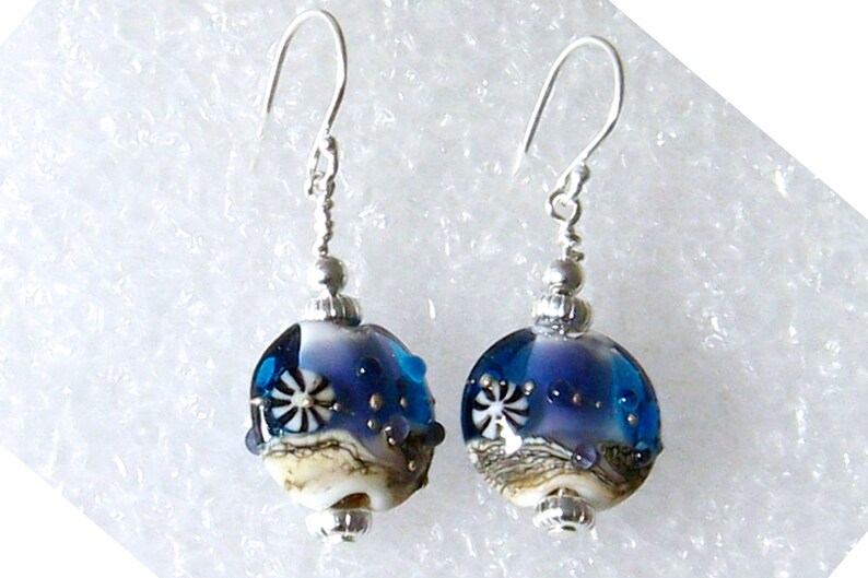 Cobalt Blue Earrings, Lampwork Earrings, Lampwork Glass Earrings, Ocean Earrings, Beach Jewelry image 8