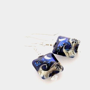 Cobalt Blue Earrings, Lampwork Earrings, Lampwork Glass Earrings, Ocean Earrings, Beach Jewelry image 5