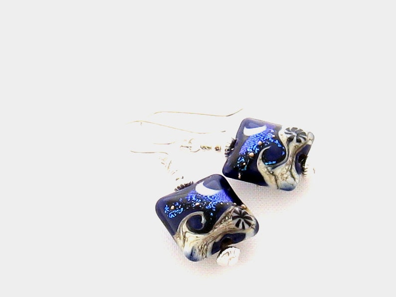 Cobalt Blue Earrings, Lampwork Earrings, Lampwork Glass Earrings, Ocean Earrings, Beach Jewelry image 5