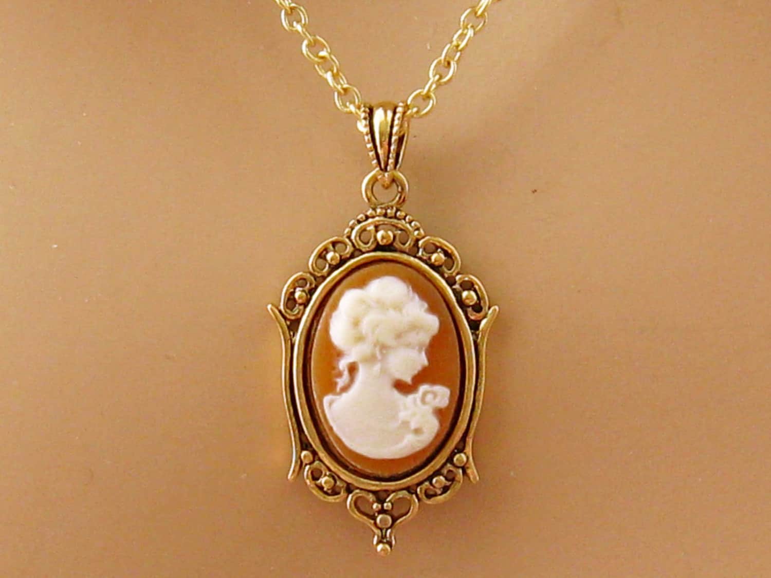 Lot De 5 Pendentifs Camée - Dimensions 21x12 Mm - Métal Doré - Neuf