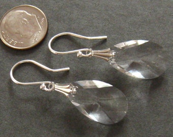 Clear Crystal Earrings: Sterling Silver Swarovski Crystal Wedding Jewelry - Bridal Earrings - Bridesmaids Gifts