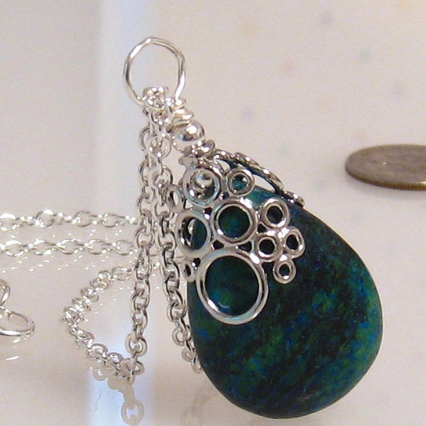 Natural Turquoise Pendant Necklace, Turquoise Necklace, Real Turquoise Jewelry, Turquoise Teardrop Pendant Necklace