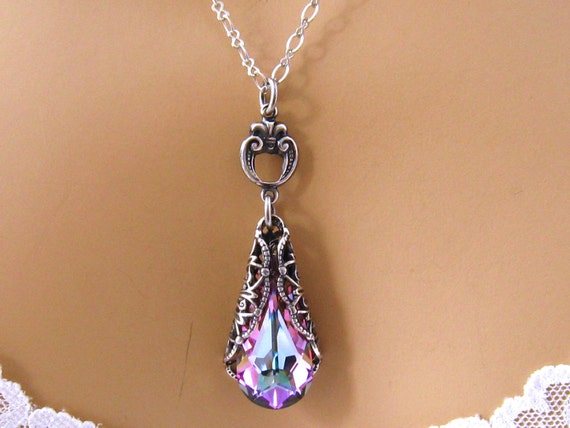 Romantic Purple Swarovski Crystal Necklace/retro Victorian