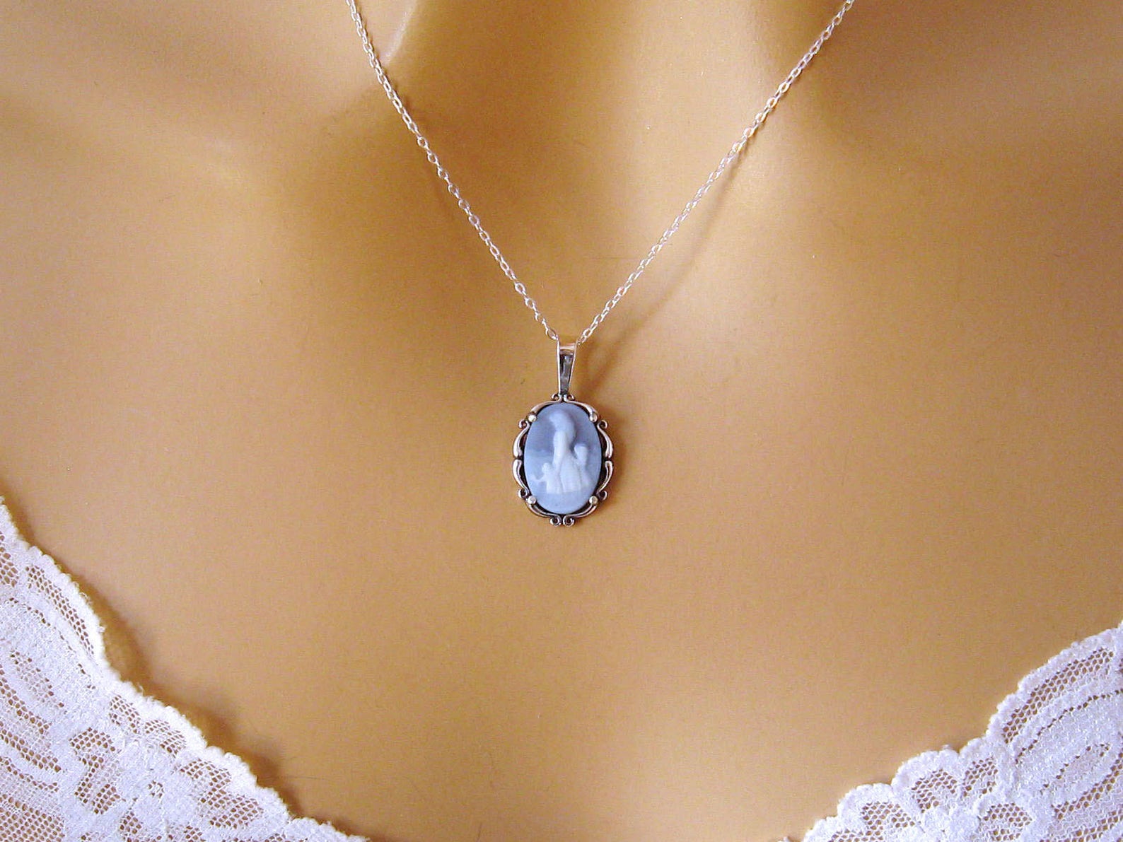 Real Cameo Necklace Mothers Day Gift Mother Child Cameo Etsy