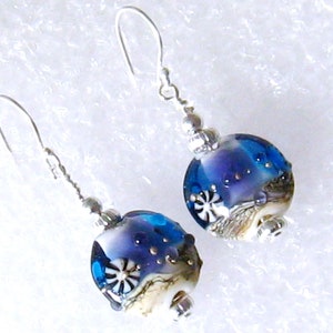 Cobalt Blue Earrings, Lampwork Earrings, Lampwork Glass Earrings, Ocean Earrings, Beach Jewelry image 7