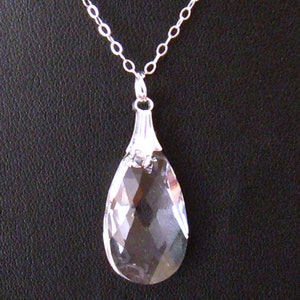 Clear Swarovski Wedding Necklace, Bridal Jewelry, Sterling Silver Wedding Jewelry, Bridal Necklace, Bridesmaids Gifts