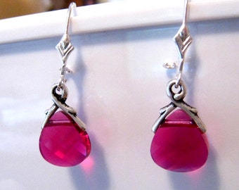Red Crystal Earrings, Red Bridesmaid Earrings, Wedding Jewelry, Red Dangle Earrings, Swarovski Red Earrings