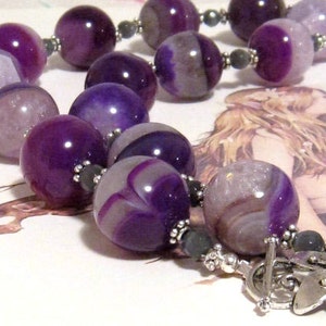 Purple Statement Necklace, Purple Choker, Purple Necklace, Purple Stone Necklace, Chunky Purple Necklace, Unique Purple Jewelry Gift for Her
