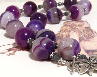 Lila Statement Halskette, Lila Choker, Lila Halskette, Lila Stein Halskette, Chunky Lila Halskette, einzigartiges Lila Schmuck Geschenk für sie
