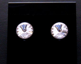 Large Clear Swarovski Crystal Stud Earrings, Swarovski Big Rhinestone Stud Earrings, Wedding Jewelry, Bridal Earrings, Bridesmaid Earrings