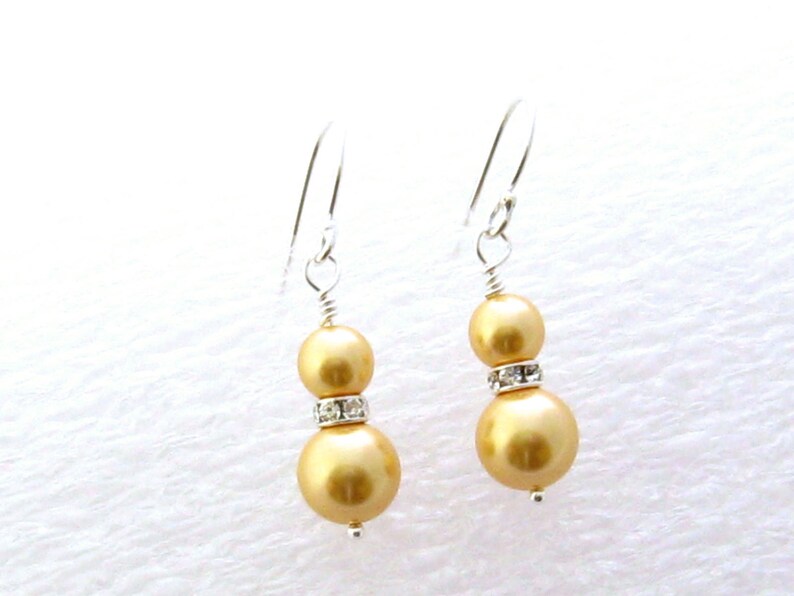 Gold Pearl Earrings Gold Bridesmaid Earrings Prom Mother of the Bride Sterling Silver Gold Earrings Gold Bridesmaid Wedding Jewelry