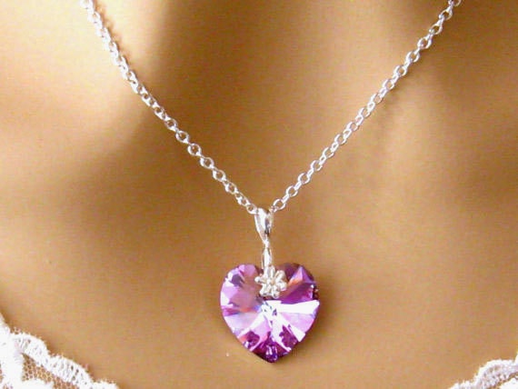 Swarovski Crystal Light Rose Pink Heart Pendant Necklace Sterling Silver, Pink  Crystal Heart Necklace, Gift for Wife, Mum/ Valentine Gift - Etsy