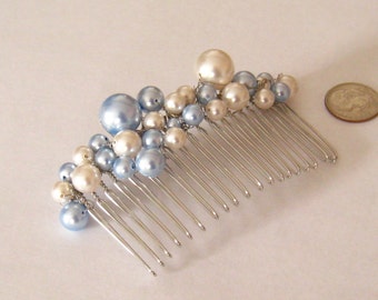 Pearl Hair Comb, Weddings, Bridal Hair Comb, Decorative Hair Comb, Something Blue Bridal Hair Accessories, Choose Your Colors