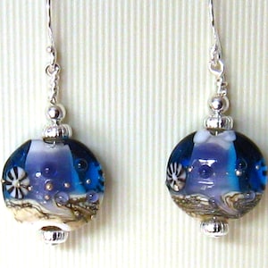 Cobalt Blue Earrings, Lampwork Earrings, Lampwork Glass Earrings, Ocean Earrings, Beach Jewelry image 6