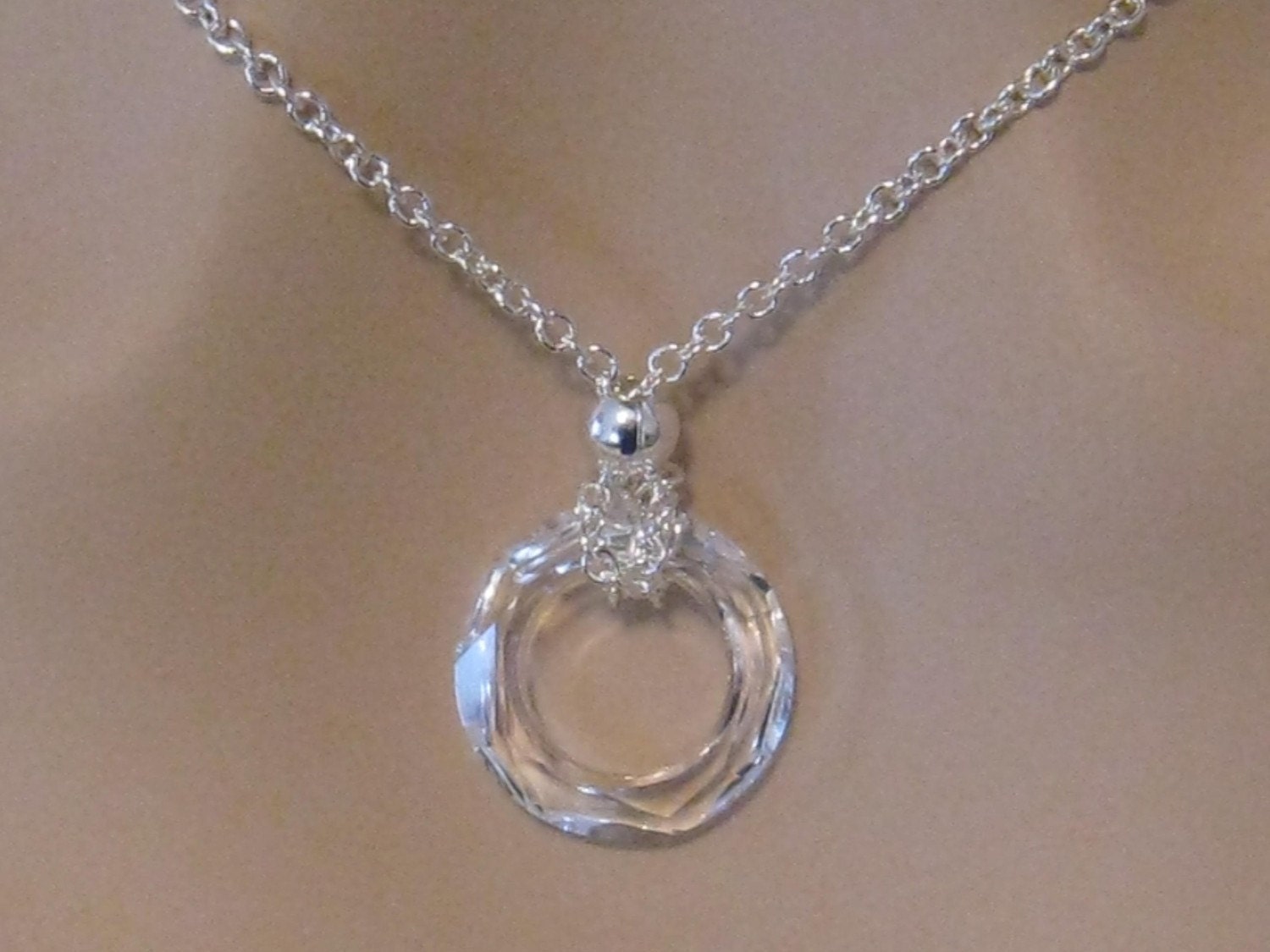 Eternity Necklace Clear Swarovski Crystal Cosmic Ring Etsy