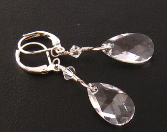 Swarovski Clear Crystal Earrings, Clear Swarovski Crystal Earrings, Clear Bridal Earrings, Prom, Bridesmaids Gift, Bridal, Wedding Jewelry