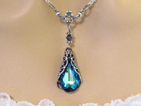 Blue Victorian Bridesmaid Jewelry Swarovski Crystal Blue | Etsy