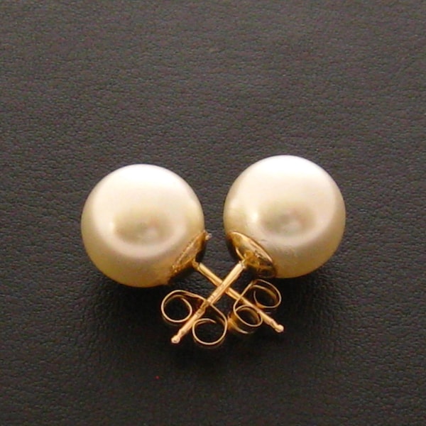 Stud Pearl Earrings, Gold 10 mm White Pearl Stud Earrings, Sweet 16, Cream Pearl Earrings, Gold Fill Wedding Jewelry, Bridesmaid Gift