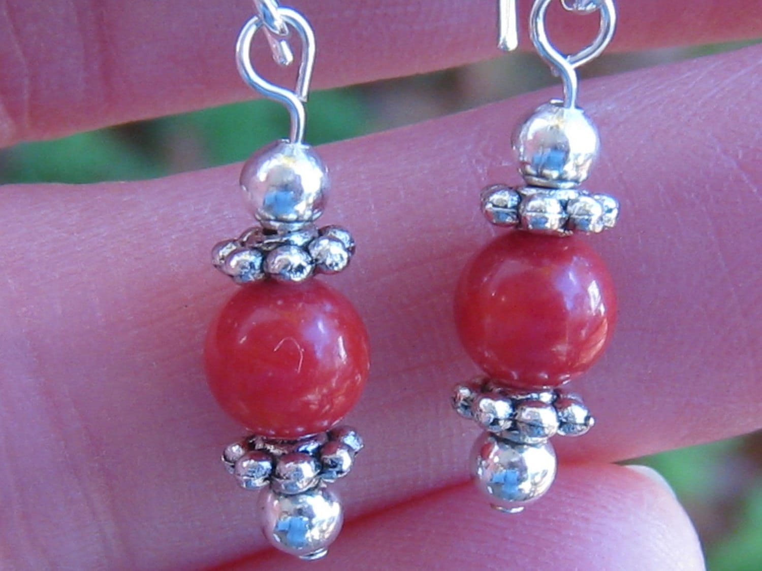 Socute925 Bg Red Coral Dangle Earrngs Red Coral Earrngs - Etsy