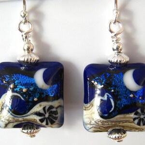 Cobalt Blue Earrings, Lampwork Earrings, Lampwork Glass Earrings, Ocean Earrings, Beach Jewelry image 2