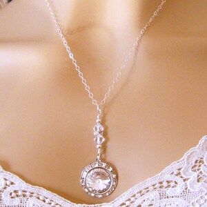 Clear Crystal Bridal Necklace: Bridesmaid Swarovski Clear Crystal Necklace, Sterling Silver, Wedding Jewelry, Bridesmaids Gift