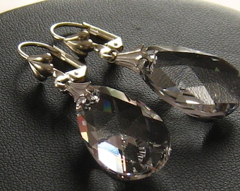 Clear Swarovski Crystal Earrings: Silver, Crystal Wedding Jewelry, Bridal Earrings, Bridesmaids Gifts, Large Clear Crystal Earrings