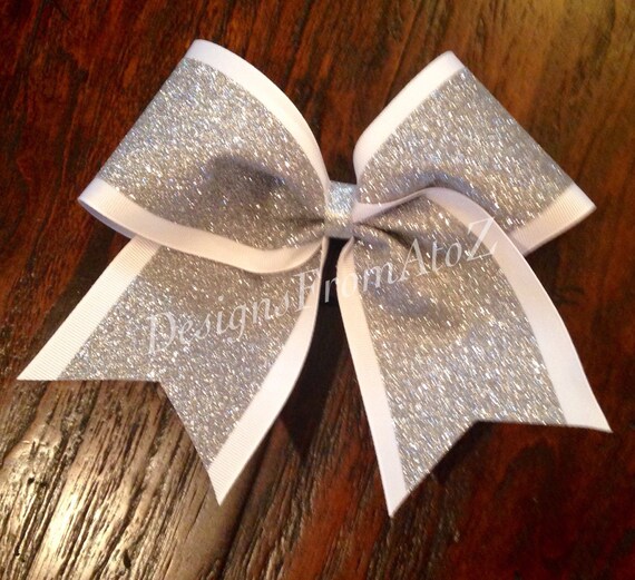Silver Glitter Cheer Bow