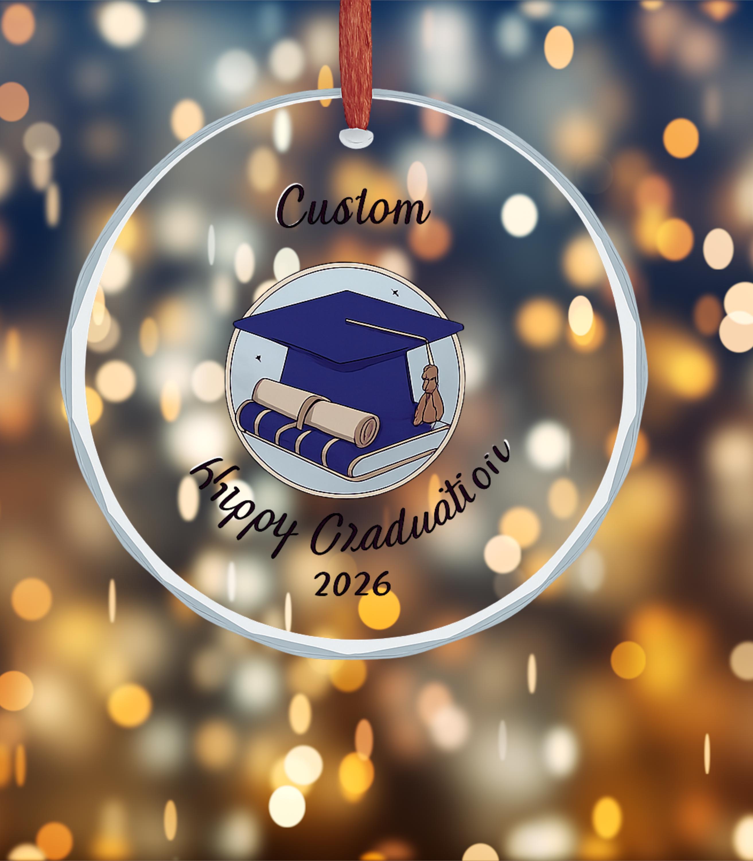 Octagonal Graduation Caps Graduation Cap and Diploma Crystal Glass Ornament | Happy Graduation ...