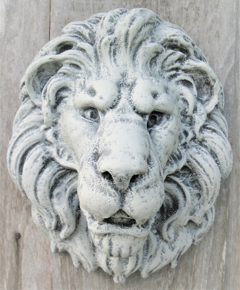 3 D Lion Head Wall Plaque Faux Stone French Country Decor Fountain Shabby 3d Art Animal Trophy Provence