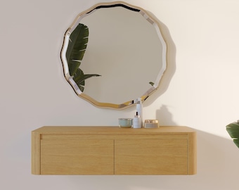 Floating console table, console table with two drawers, entryway table, wooden hallway table, solid oak table.