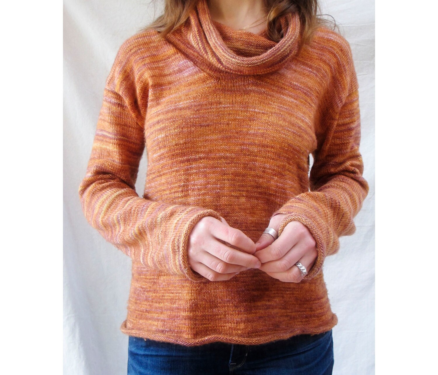 Sunset Cowl Neck Sweater Knitting 