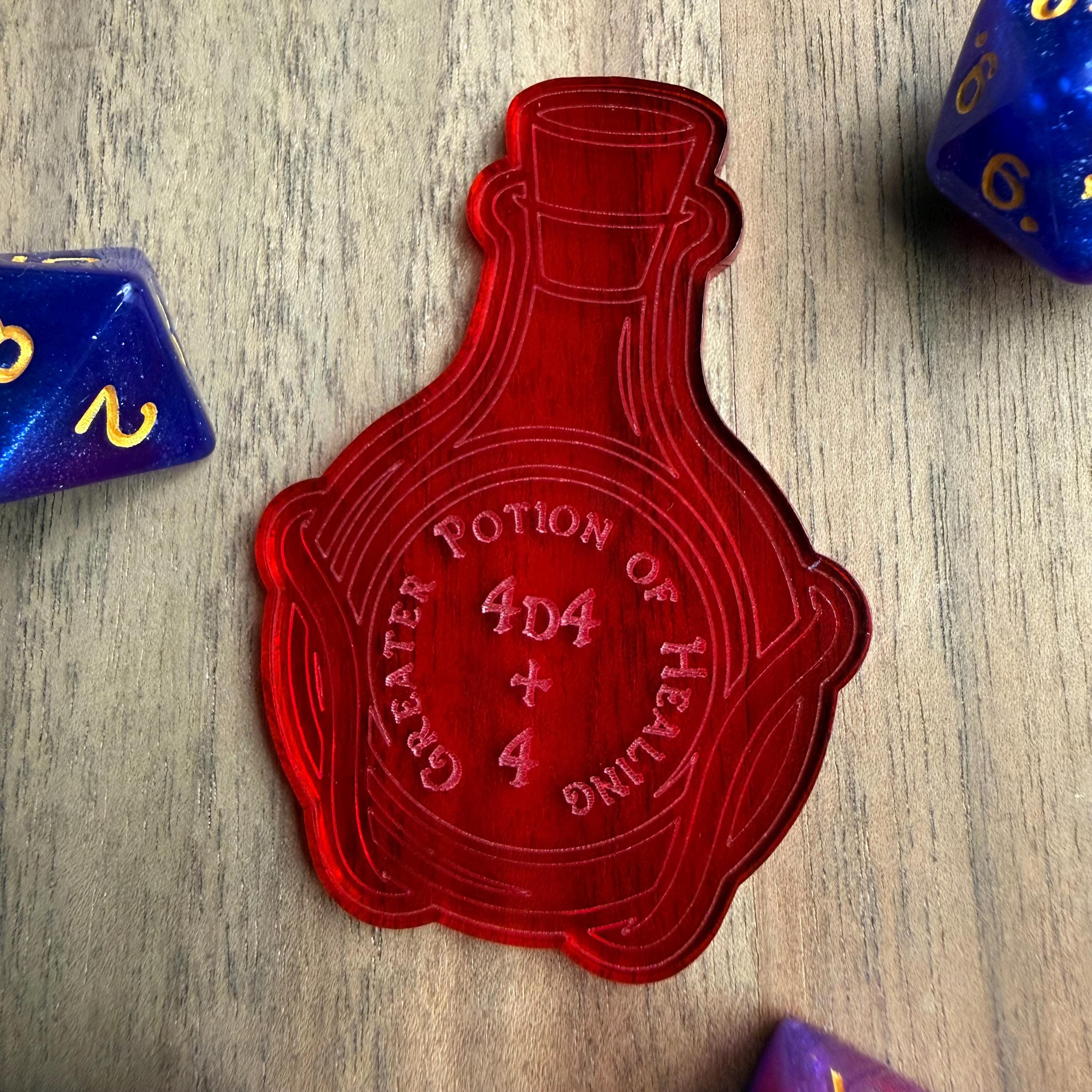 Healer Token Potion of Healing Tokens for D&D 5e | Transparent Red Acrylic | 10 ...