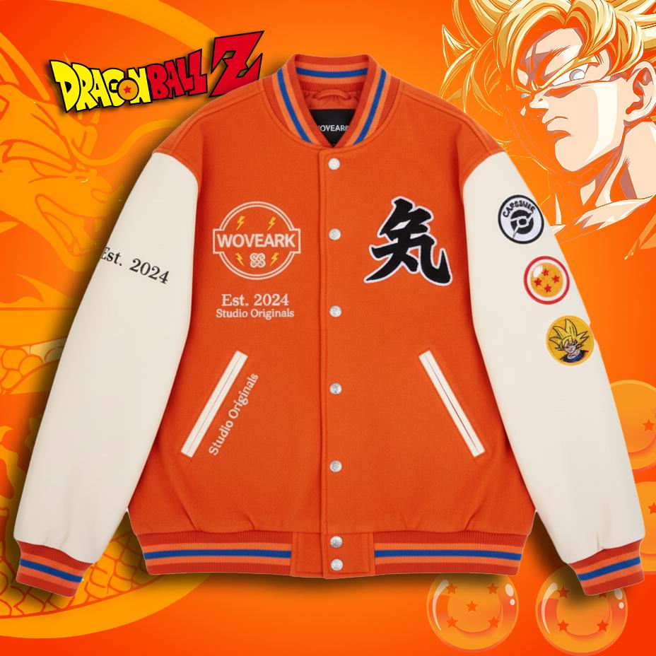 Letterman Jacket Dragon Ball Z Bomber Jacket Orange 59 Goku Cell