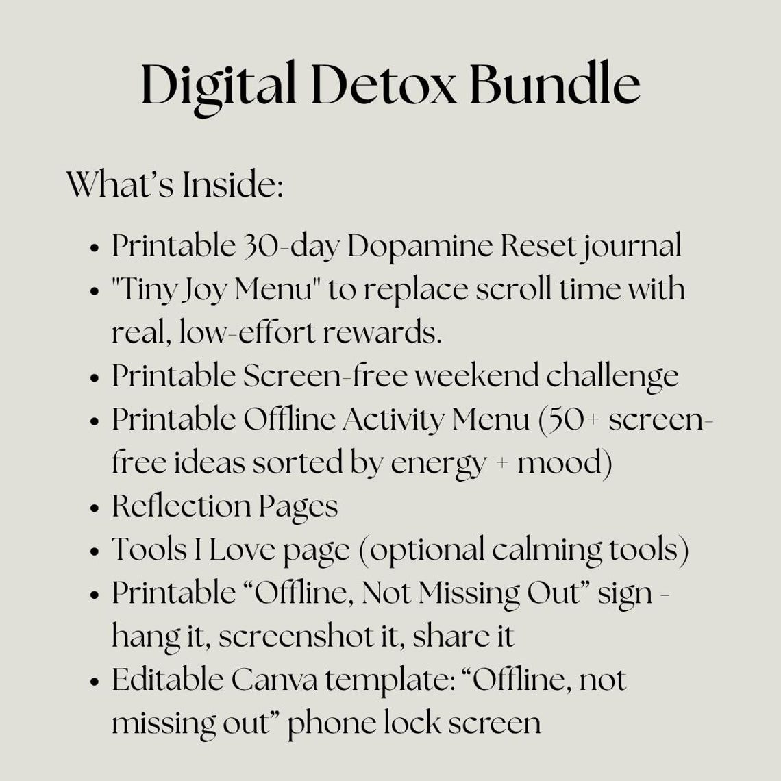 Printable Habit Tracker & Screen Time Reset | Digital Detox Bundle ...