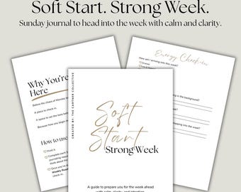 Sunday Reset Journal Printable – Weekly Reflection Planner for Calm & Clarity | Soft Start Journal