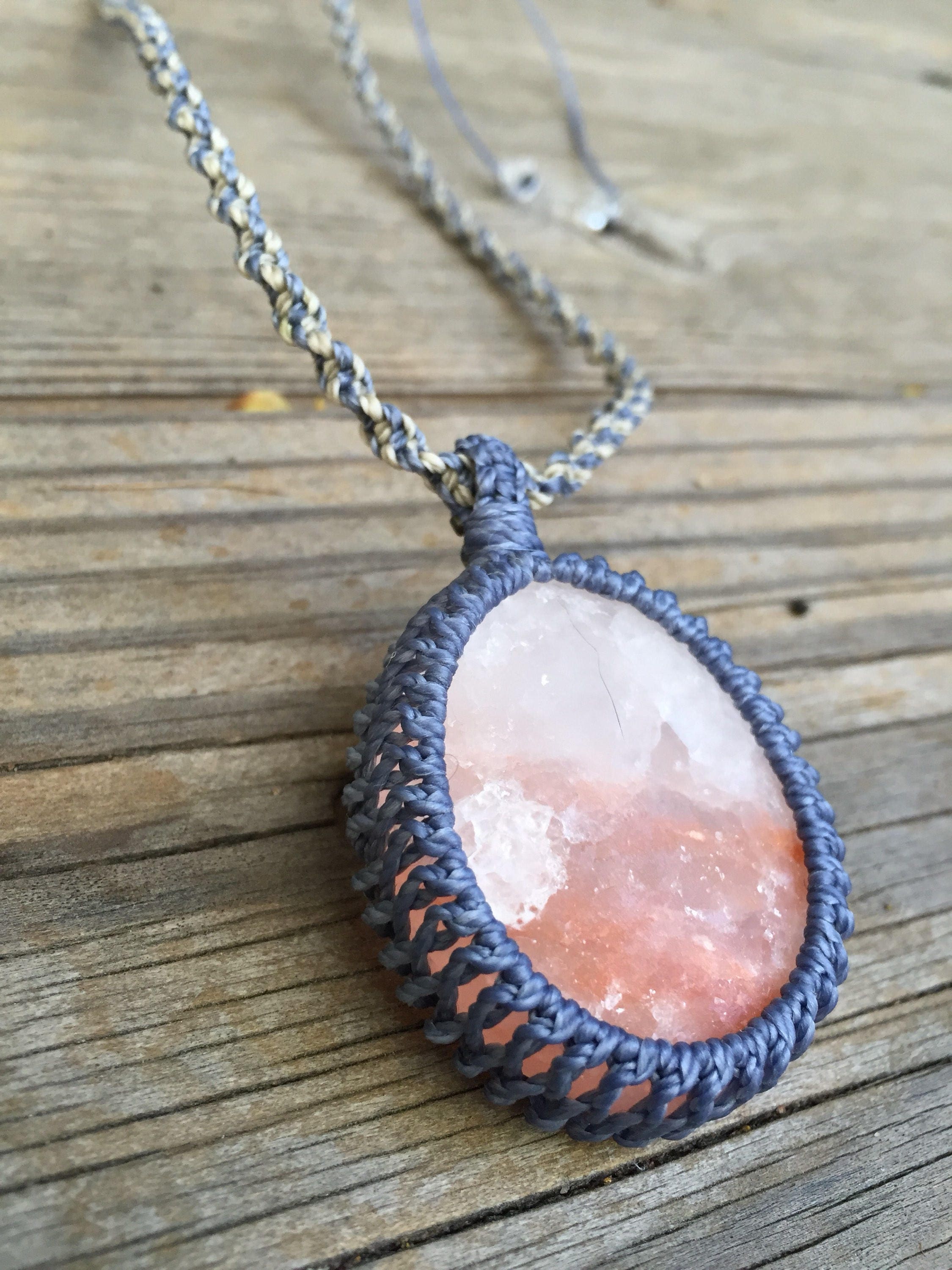 MADE TO ORDER Himalayan Salt Crystal Macrame Necklace - Etsy