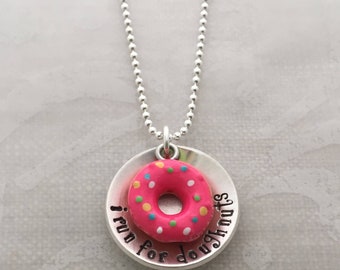 I Run For Doughnuts Sterling Silver Charm Necklace